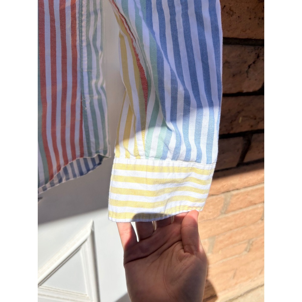 J.Crew Broken-In Oxford Slim Fit Multi-Color Stripe Organic Cotton Shirt Mens‎ M - Picture 11 of 11